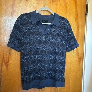 Abercrombie Men’s XS Geometric Blue Sweater Knit polo